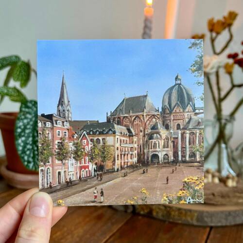 Geschenk Karte mit Bild aus Aachen vom Katschhof am Aachener Dom