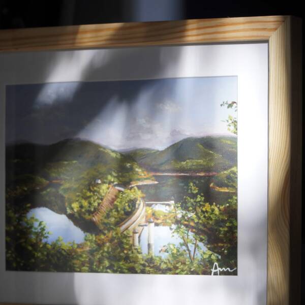 Gemälde Kunstdruck von der Urfttalsperre am Rursee in der Eifel - Kunst aus der Eifel von Ayleens Atelier