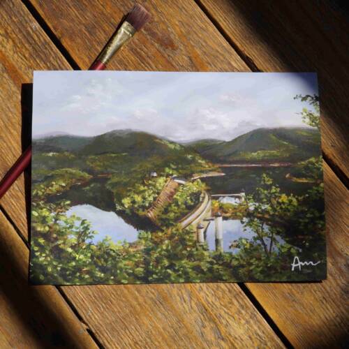 Gemälde Kunstdruck von der Urfttalsperre am Rursee in der Eifel - Kunst aus der Eifel von Ayleens Atelier