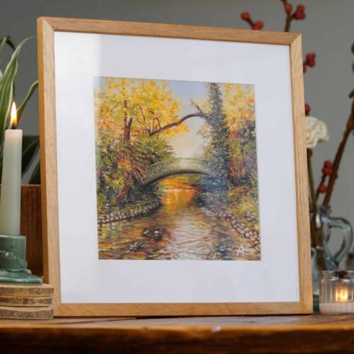 Fine Art Print im Sonnenlicht mit Motiv vom Aachener Stadtgarten im Oktober