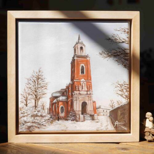 Original Ölgemälde der St. Michael Kirche in Aachen-Burtscheid von der Aachener Künstlerin Ayleen Mertens – einzigartiges Aachen Gemälde zum Kunst kaufen.
