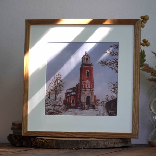 Kunstdruck eines originalen Gemäldes der St. Michael Kirche in Aachen-Burtscheid von Ayleen Mertens – ausdrucksstarke Kirchenansicht als hochwertiger Print zum Kunst kaufen.