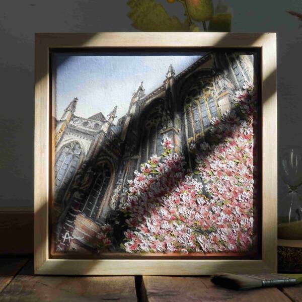 Magnolie am Aachener Dom | 20x20 | Originales Gemälde – Bild 9
