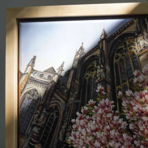 Magnolie am Aachener Dom | 20x20 | Originales Gemälde – Bild 4