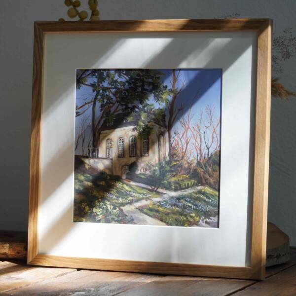 Kunstdruck eines originalen Gemäldes des Kerstenschen Pavillons auf dem Lousberg in Aachen von Ayleen Mertens – atmosphärische Landschaftsszene als hochwertiger Print zum Kunst kaufen.