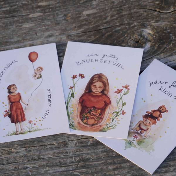 Geschenkkarten-Set aus Ayleens Atelier zum Thema Geburt, Schwangerschaft und Hebamme aus Aachen