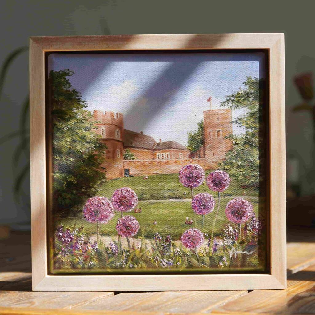 Originales Ölgemälde der Burg Frankenberg. Aachen im Juni. Teil der Aachen-Gemäldereihe von Aachener Künstlerin Ayleen Mertens