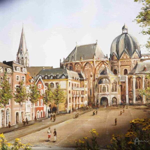 Katschhof am Dom in Aachen | 20x20 | Originales Gemälde – Bild 5