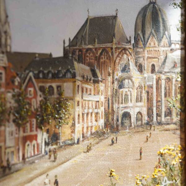 Katschhof am Dom in Aachen | 20x20 | Originales Gemälde – Bild 4