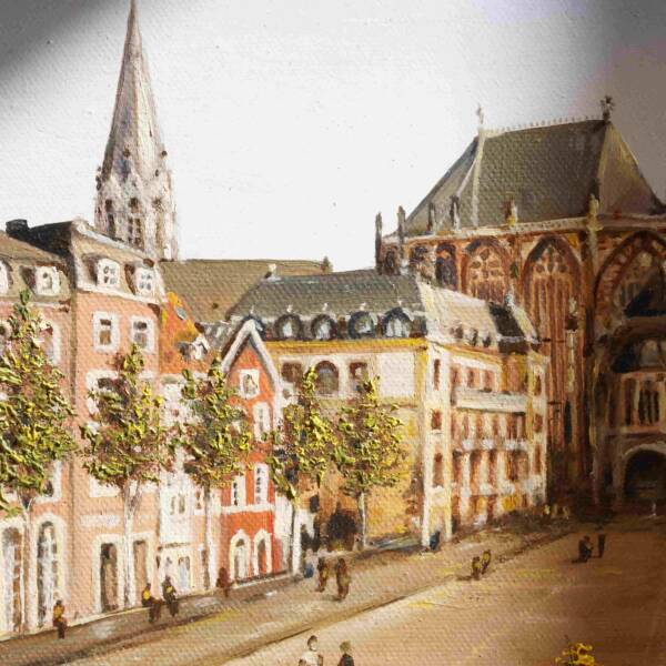 Katschhof am Dom in Aachen | 20x20 | Originales Gemälde – Bild 2