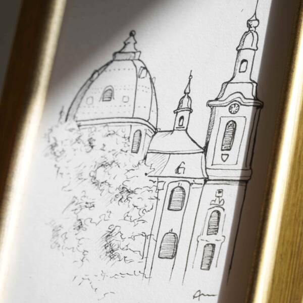 St. Johann Baptist Kirche in Aachen-Burtscheid | 10x15 | Originales Gemälde – Bild 6