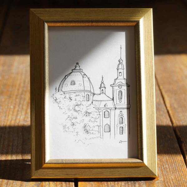 St. Johann Baptist Kirche in Aachen-Burtscheid | 10x15 | Originales Gemälde – Bild 3