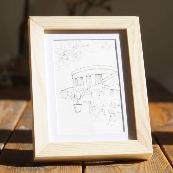 Fineliner-Zeichnung Gemälde Elisenbrunnen Aachen auf Hahnemühle-Papier