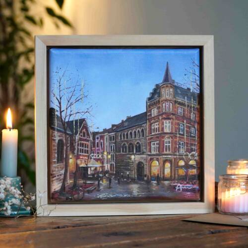 originales oelgemaelde vom alten Fischmarkt in der Aachener Innenstadt von Ayleen Mertens