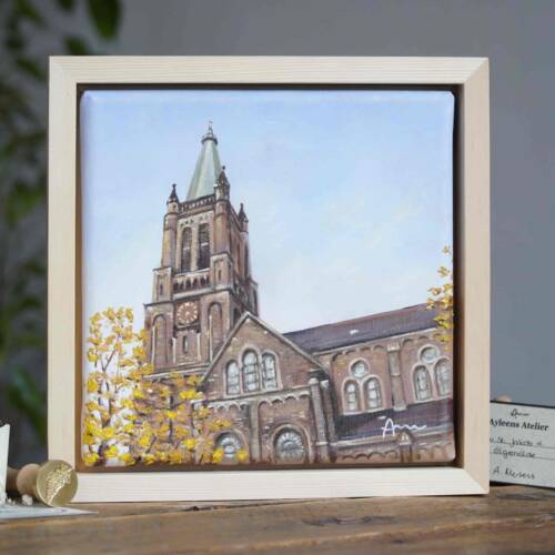 originales ölgemälde von der st. jakob kirche in Aachen von Künstlerin Ayleen Mertens