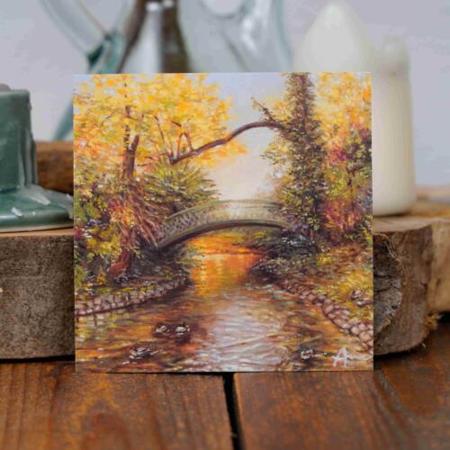 Gemälde und Geschenkkarte zum Aachener Stadtpark im Oktober