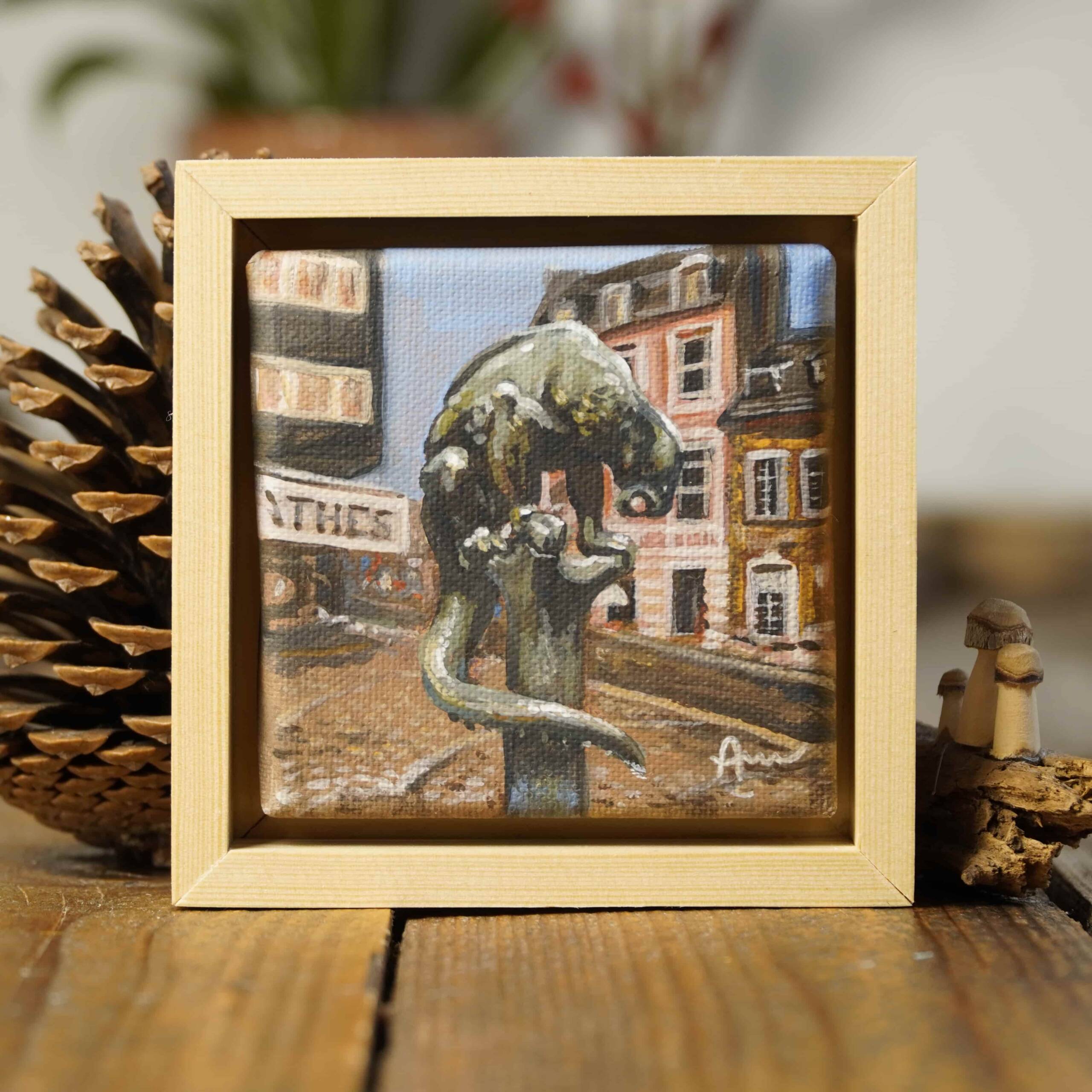 Aachener Sagenreihe Bahkauvbrunnen – kleines Kunstwerk mit lokaler Geschichte als Wandbild im Wohnraum