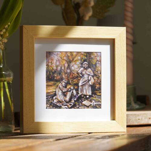 Limitierter Fine Art Print mit Motiv von der Statue zur Sage vom Teufel und der Marktfrau auf dem Aachener Lousberg mit Rahmen