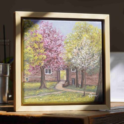 Kirschblüten am Drimbornshof im April  | 20×20 | Originales Gemälde