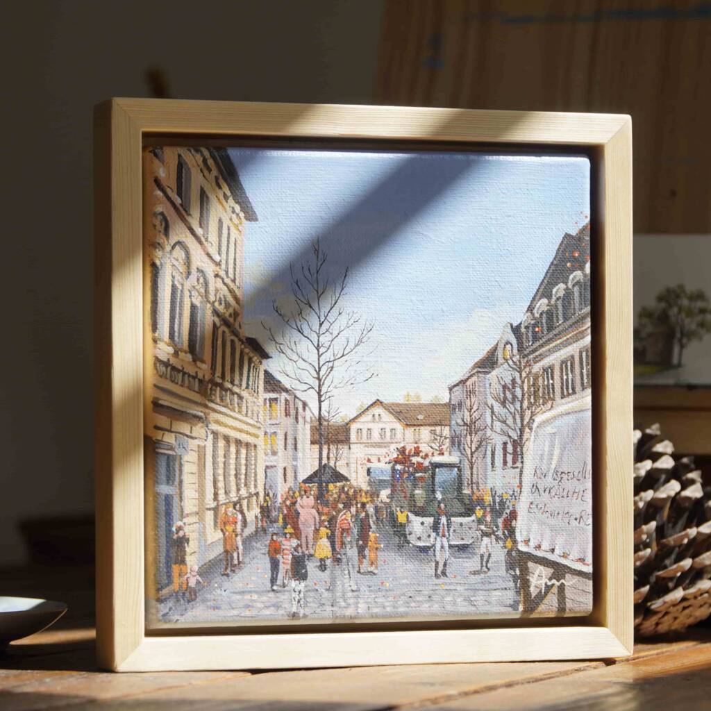 Karneval am Talbahnhof Eschweiler kaufen – Originalgemälde von Ayleen Mertens